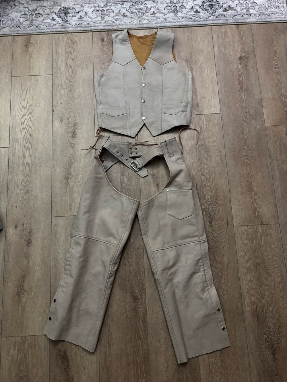 Set of Chaps and Vest, Real Leather size M